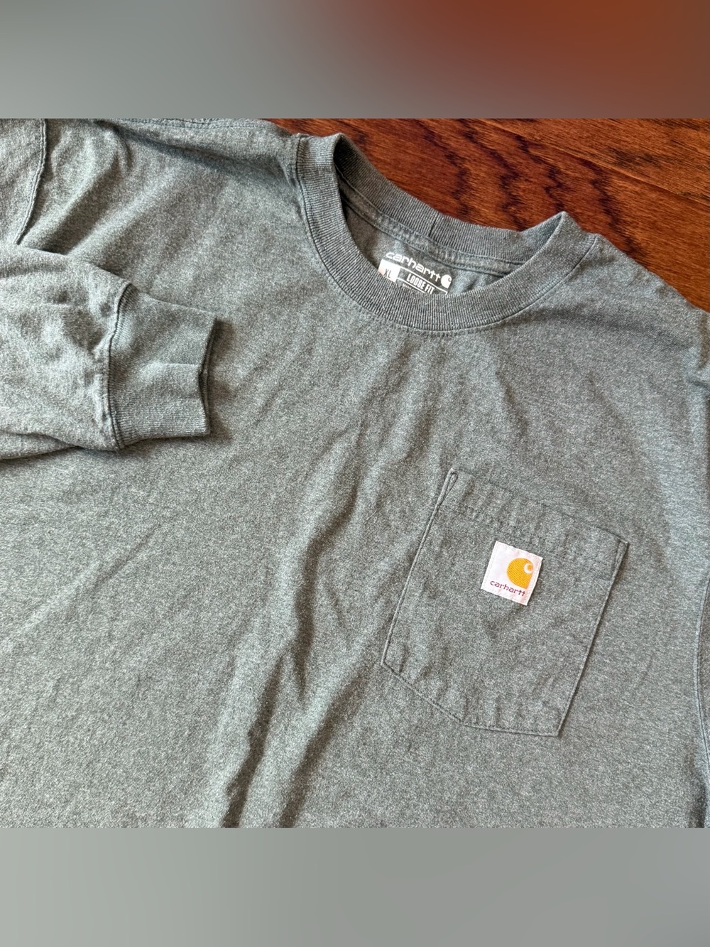 Carhartt Men’s Dearborn Loose Fit Long Sleeve T-Shirt Heather Green XL Workwear